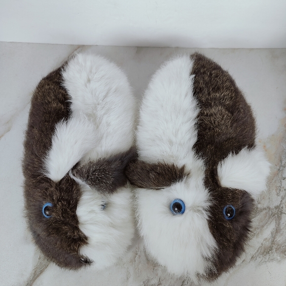 Unbranded Plush Guinea Pig Genuine Rabbit Fur Slippers, Sz M (7-8) - Picture 5 of 10